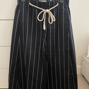 Wideleg Striped Pants, Rope Belt